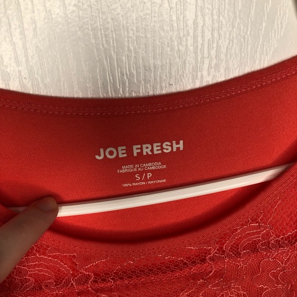 Joe Fresh Coral Pink PJ T-Shirt with Mesh Lace Detail (Size Small) - Picture 3 of 3